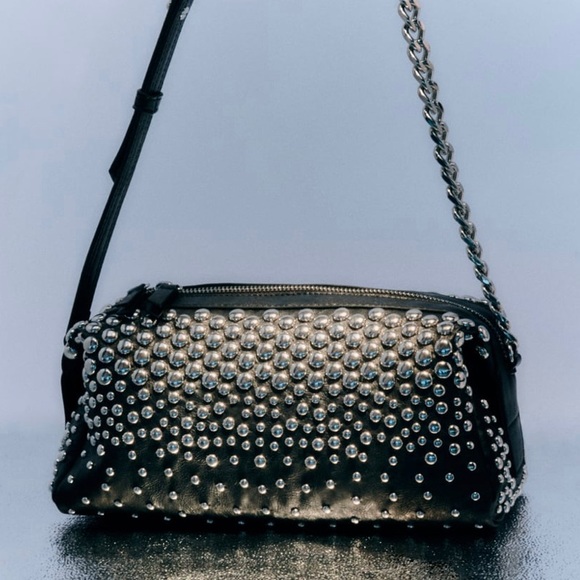 STUDDED ROCKER SHOULDER BAG - Picture 1 of 9
